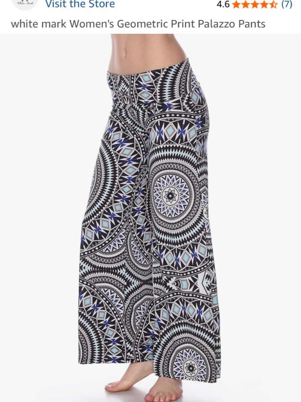 White Mark Women's Geometric Print Palazzo Pants 1X